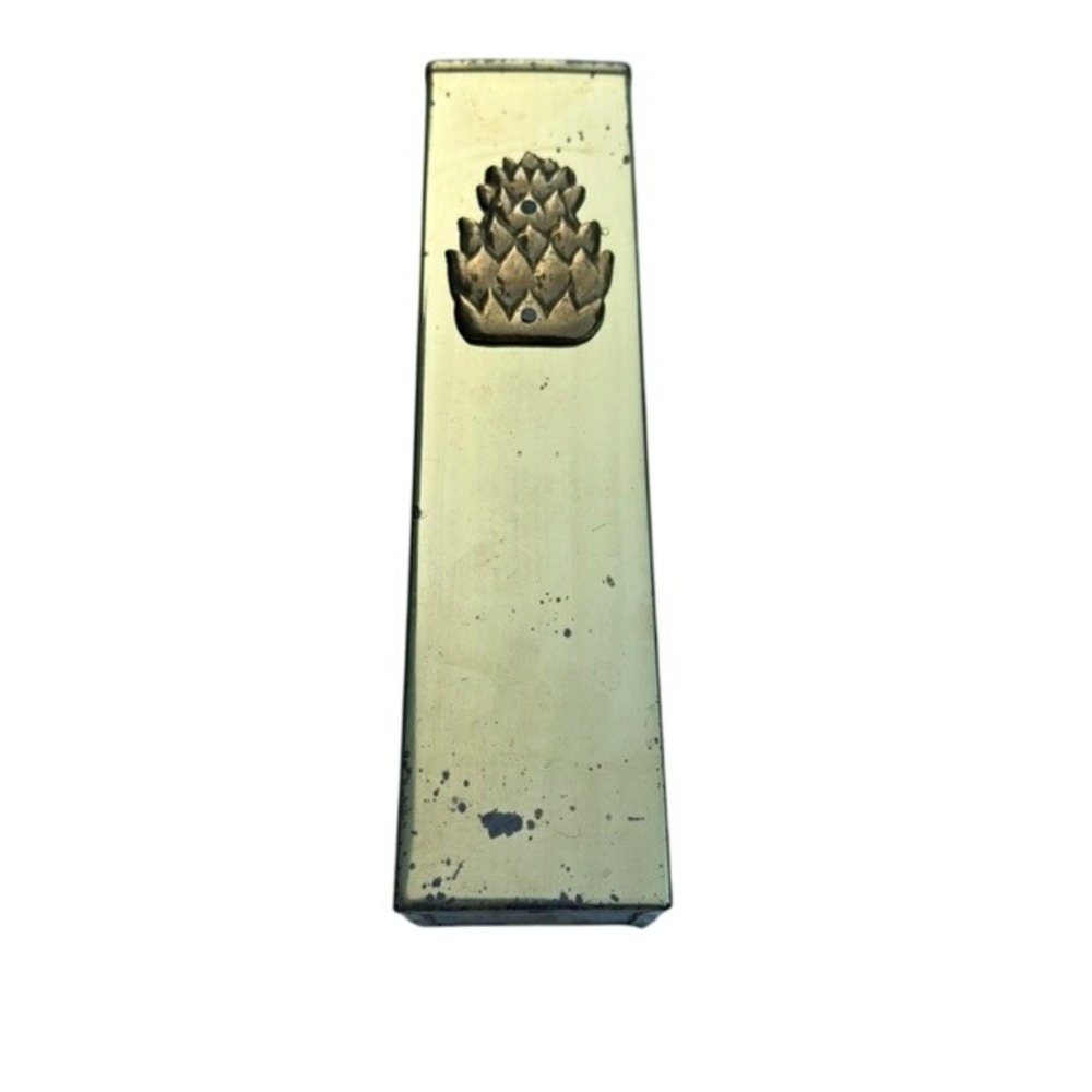 Vintage Brass Fireplace Matchstick Holder Wall Mount Pinecone Embossed 11.5"‎